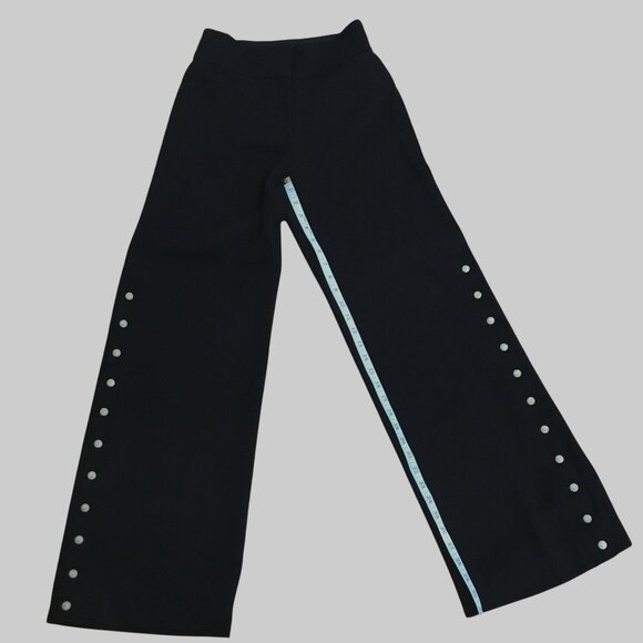 LEIFSDOTTIR ANTHROPOLOGIE Women High Waist Black Wide Leg Pearl Button Pants 6 - Picture 6 of 14